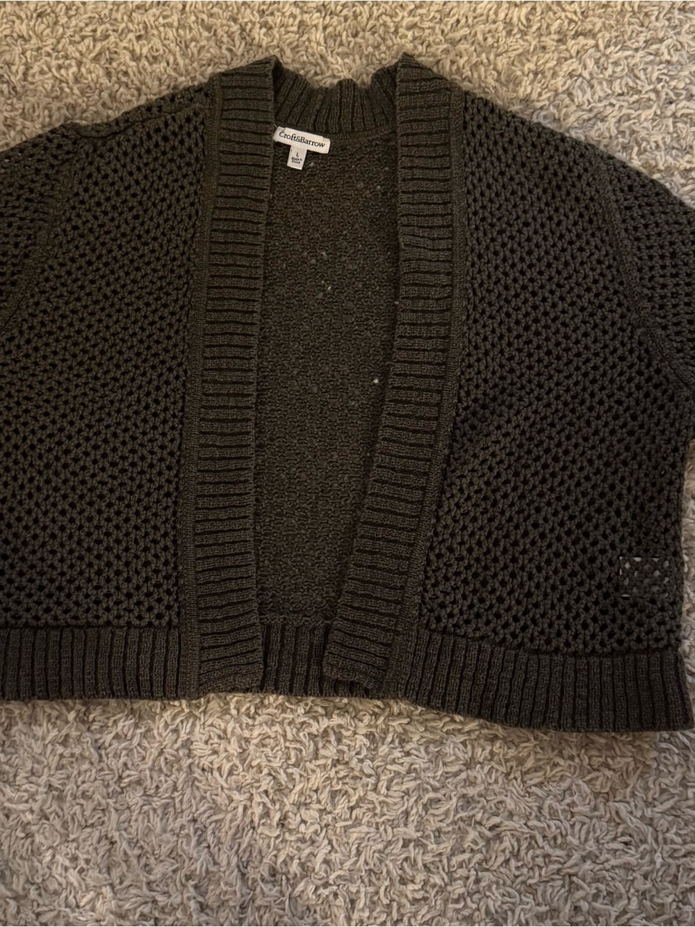 croft & barrow Dark Brown Open-Weave Cardigan